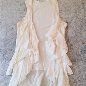 Cream Ruffled Cartigan Tank Top